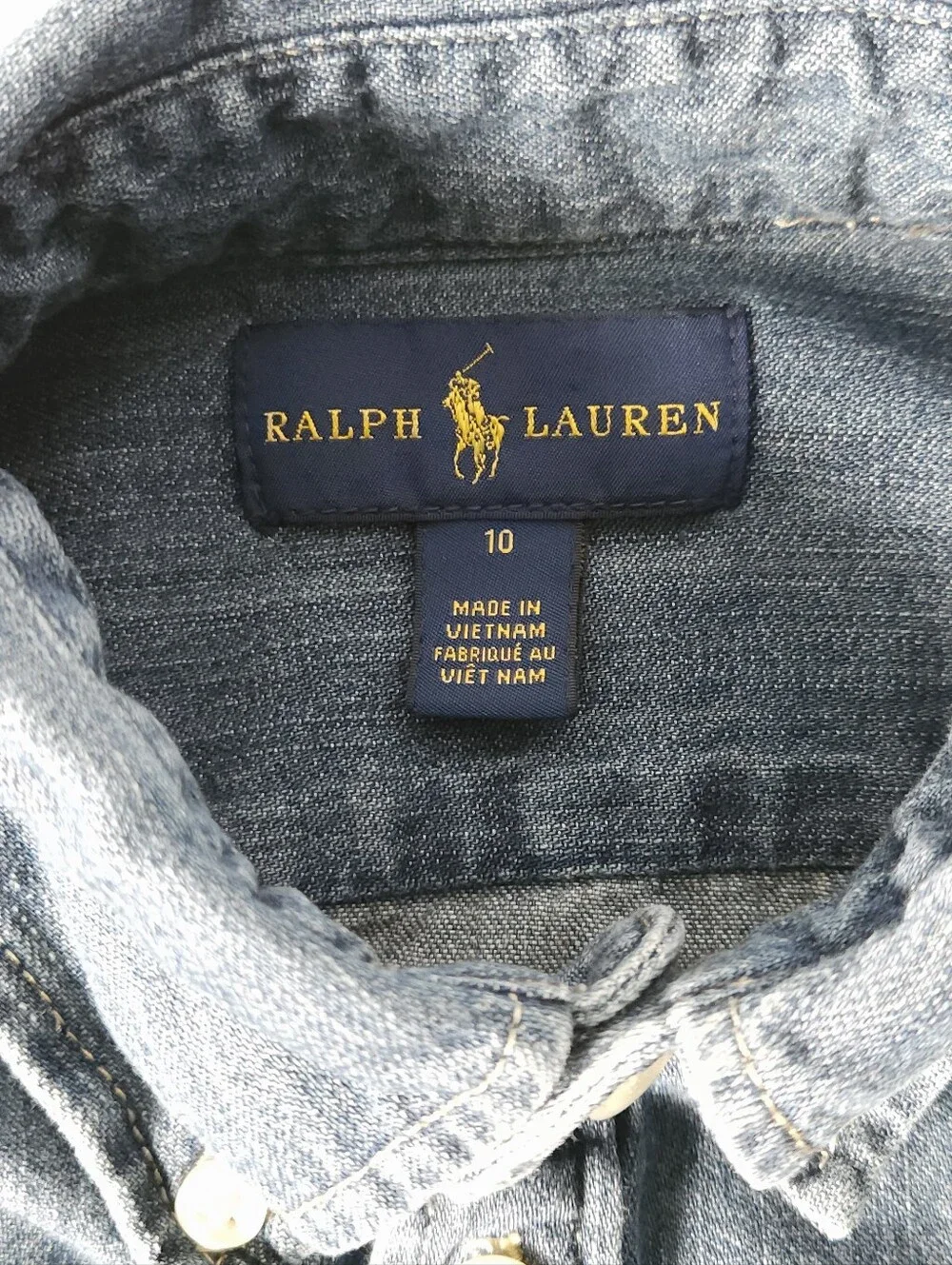 Polo Ralph Lauren Girls 10 Denim Shirt Dress Long Sleeve Fit Flare Button Front